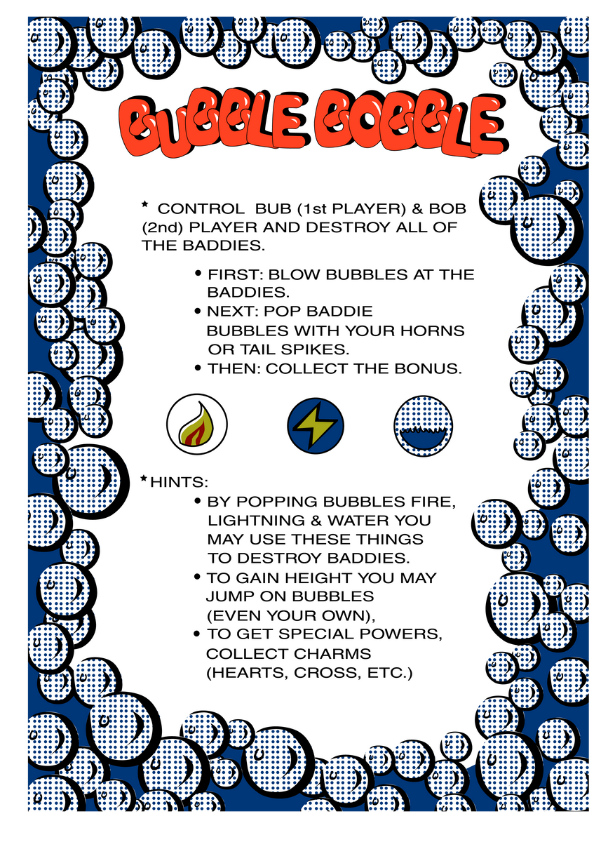 Bubble Bobble Instruction Decal (Vertical) Escape Pod Online