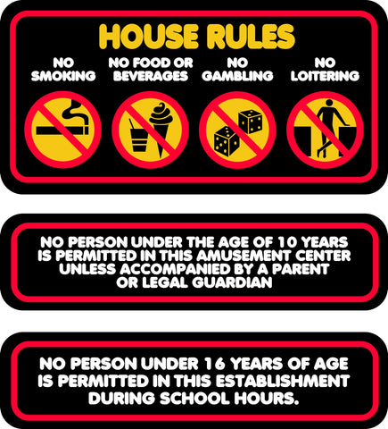 Arcade House Rules Sign