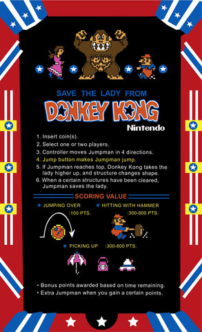 Donkey Kong Cocktail Instruction Decal - Escape Pod Online