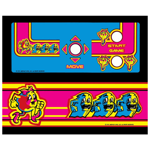 Ms Pac-Man Mini Cabaret Control Panel Overlay - CPO - Escape Pod Online
