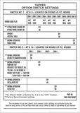 Timber/Tapper Dipswitch Settings Decal