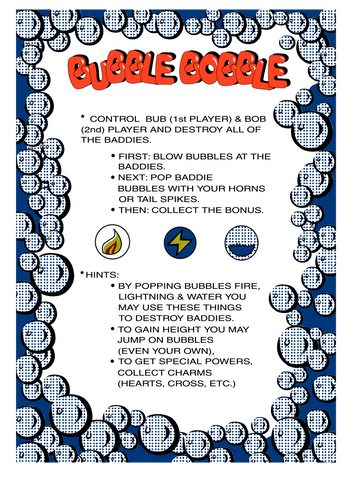 Bubble Bobble Instruction Decal (Vertical) - Escape Pod Online